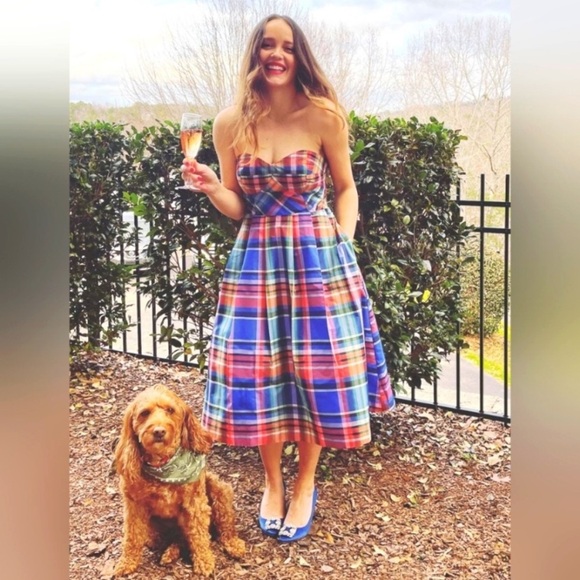 Maeve Anthropologie Plaid Strapless Dress Size 4 - Picture 10 of 14